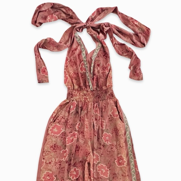 Boho Floral Halter Jumpsuit – Silky Feel Fabric – M/L - Picture 14 of 16